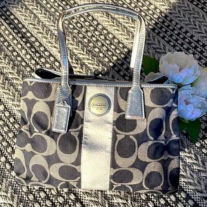 NWOT COACH Caryall Bag in Signature Jacquard Blue and Silver